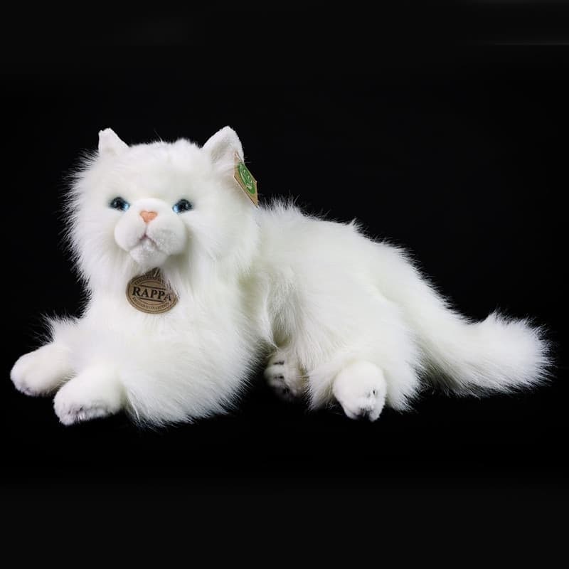 Rappa - Peluche realistico mascotte gatto persiano bianco sdraiato 30 cm Eco-Friendly - 4