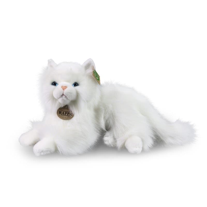 Rappa - Peluche realistico mascotte gatto persiano bianco sdraiato 30 cm Eco-Friendly - 5