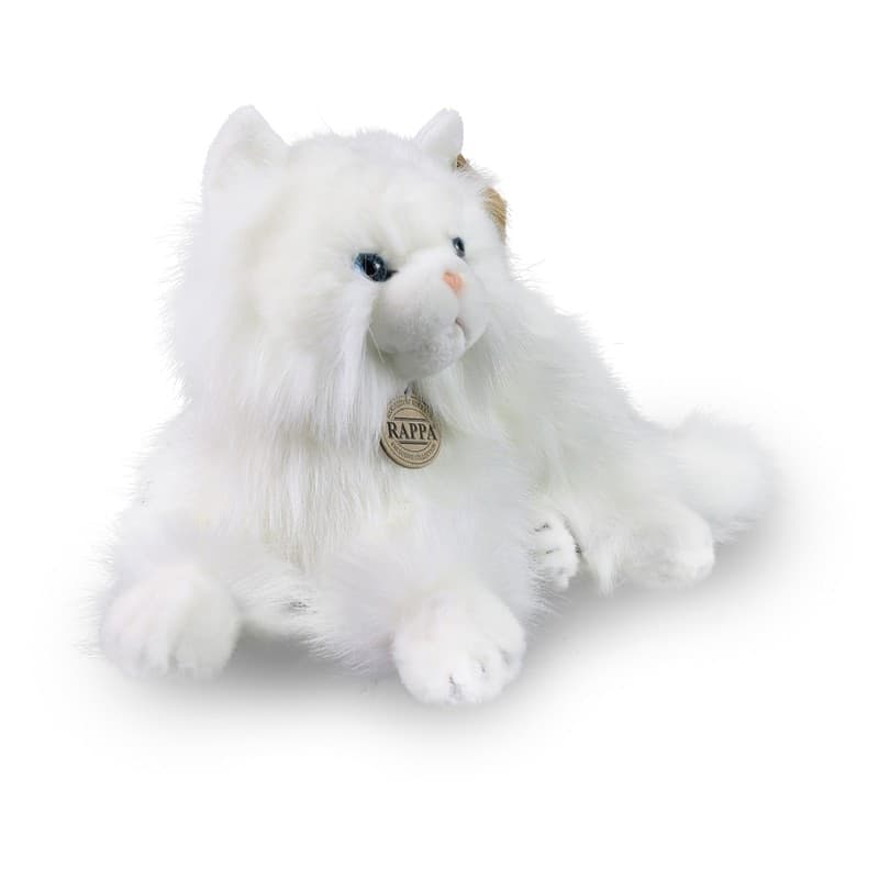 Rappa - Peluche realistico mascotte gatto persiano bianco sdraiato 30 cm Eco-Friendly - 6