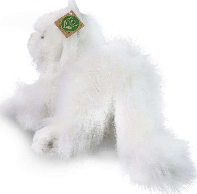 Rappa - Peluche realistico mascotte gatto persiano bianco sdraiato 30 cm Eco-Friendly - 7