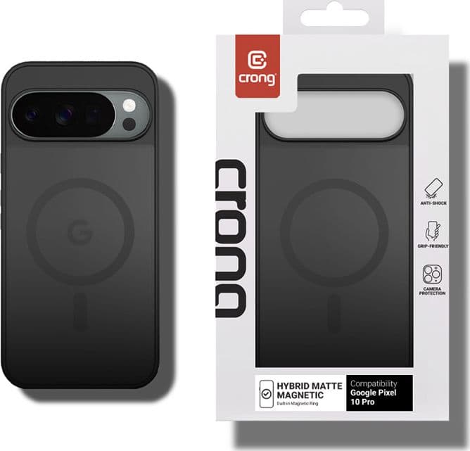 Custodia Crong Hybrid Matte Magnetic - MagSafe per Google Pixel 10 Pro XL (Nero) - 6