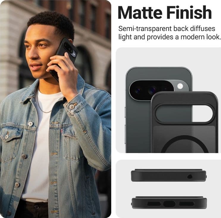 Custodia Crong Hybrid Matte Magnetic - MagSafe per Google Pixel 10 Pro XL (Nero) - 10