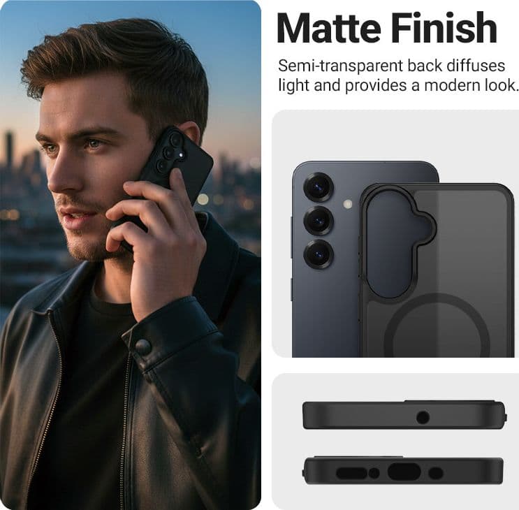 Custodia Crong Hybrid Matte Magnetic - MagSafe per Samsung Galaxy S26+ (Nero) - 4