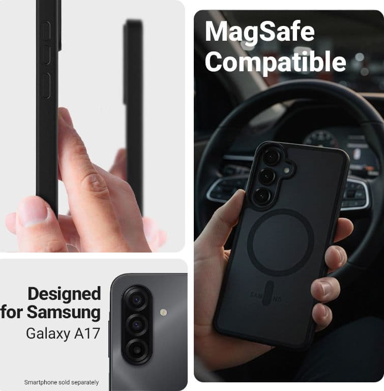 Custodia Crong Hybrid Matte Magnetic - MagSafe per Samsung Galaxy A17 (Nero) - 4