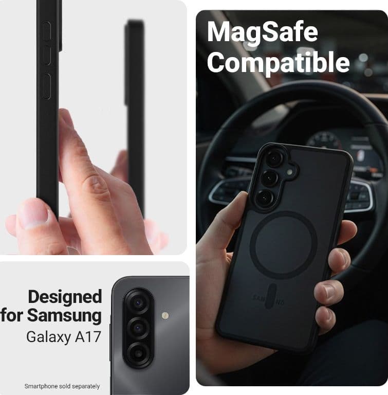 Custodia Crong Hybrid Matte Magnetic - MagSafe per Samsung Galaxy A17 (Nero) - 10