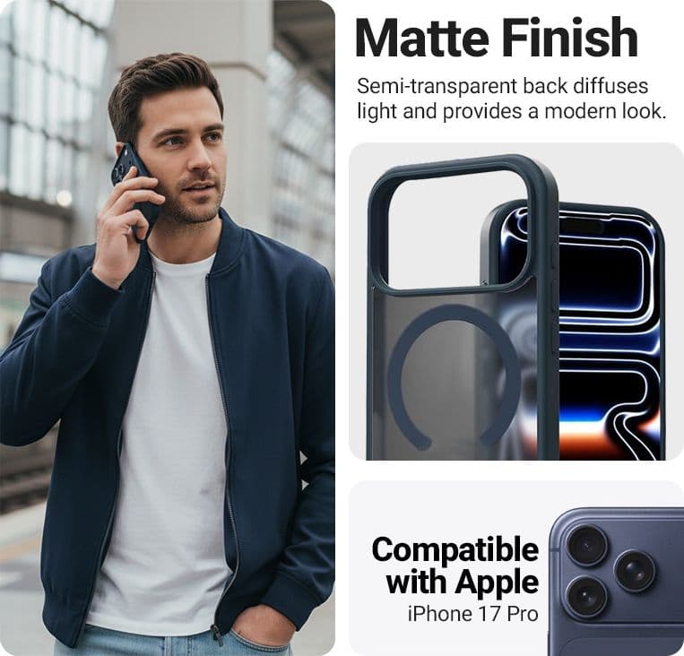 Custodia Crong Hybrid Matte Magnetic - MagSafe per iPhone 17 Pro (blu navy) - 2