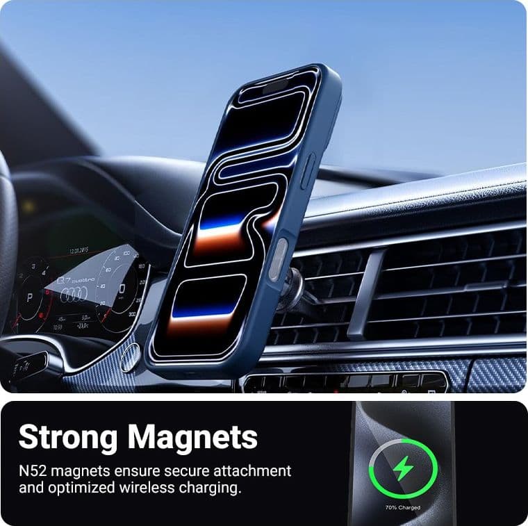 Custodia Crong Hybrid Matte Magnetic - MagSafe per iPhone 17 Pro (blu navy) - 7