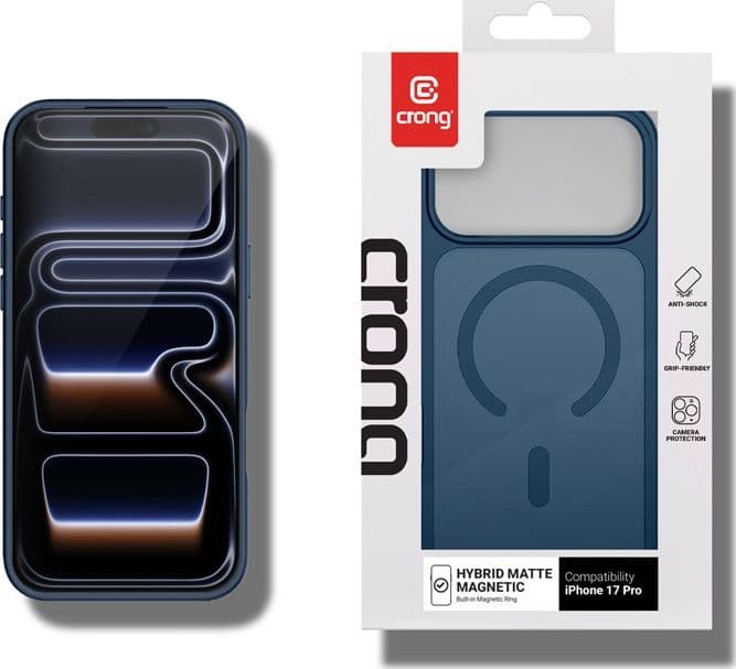Custodia Crong Hybrid Matte Magnetic - MagSafe per iPhone 17 Pro (blu navy) - 8