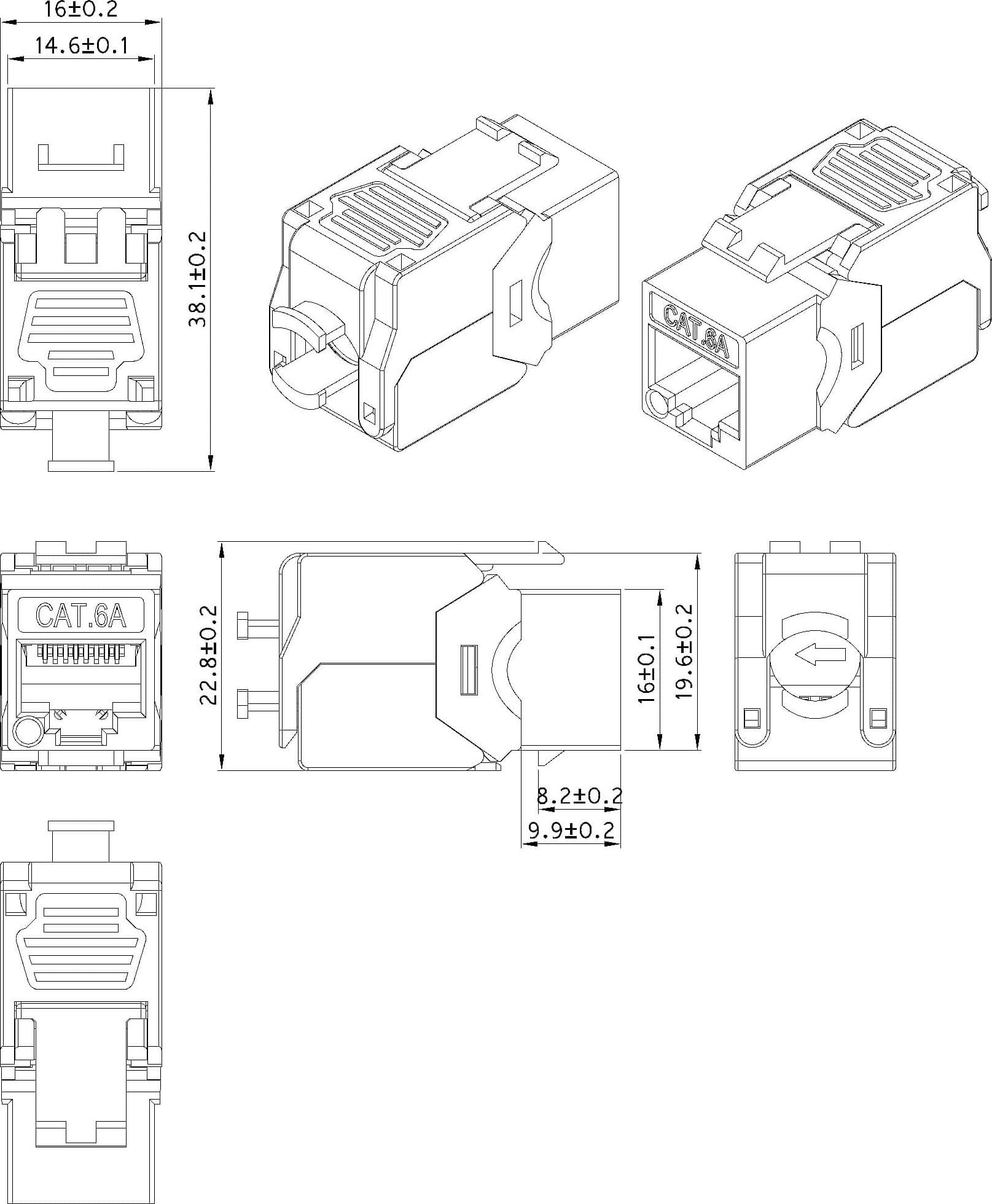 Frutto Keystone RJ45 Cat.6A UTP Toolless Bianco 3&micro - 2