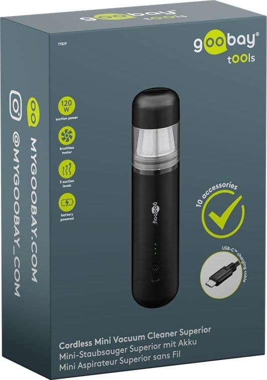 Mini Aspirapolvere Superior 120 W con Batteria, Nero - 2