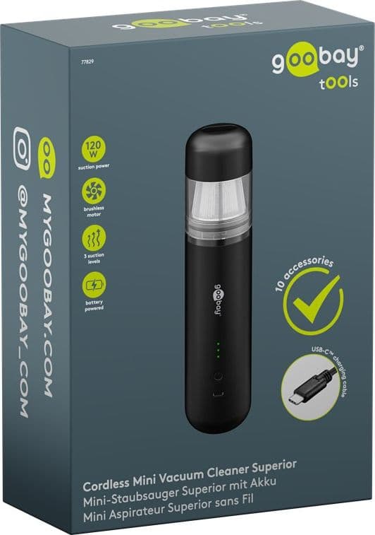 Mini Aspirapolvere Superior 120 W con Batteria, Nero - 10