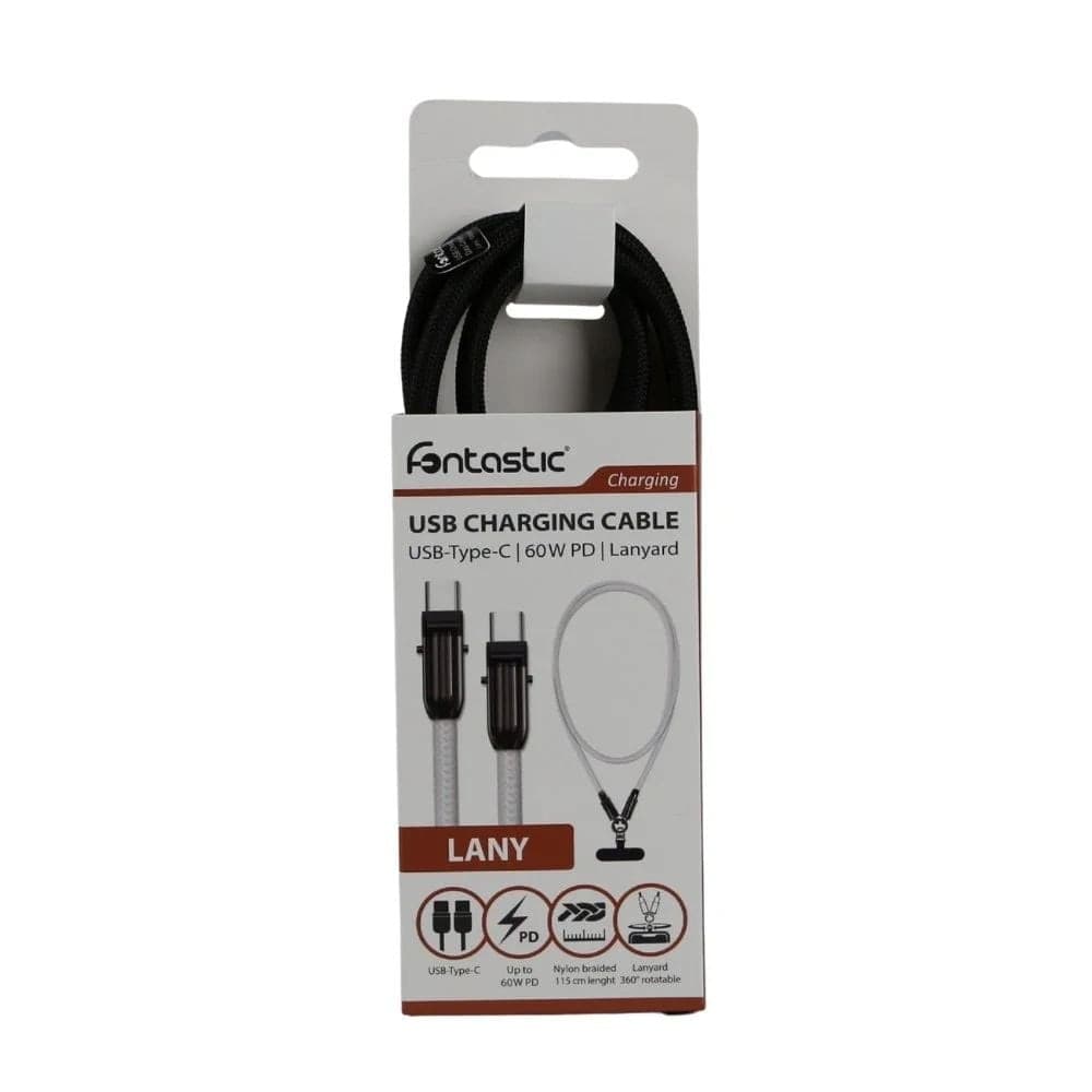 Cavo USB-C&trade Maschio Maschio con Lanyard Integrato 60W PD Nylon e Alluminio, Nero - 2
