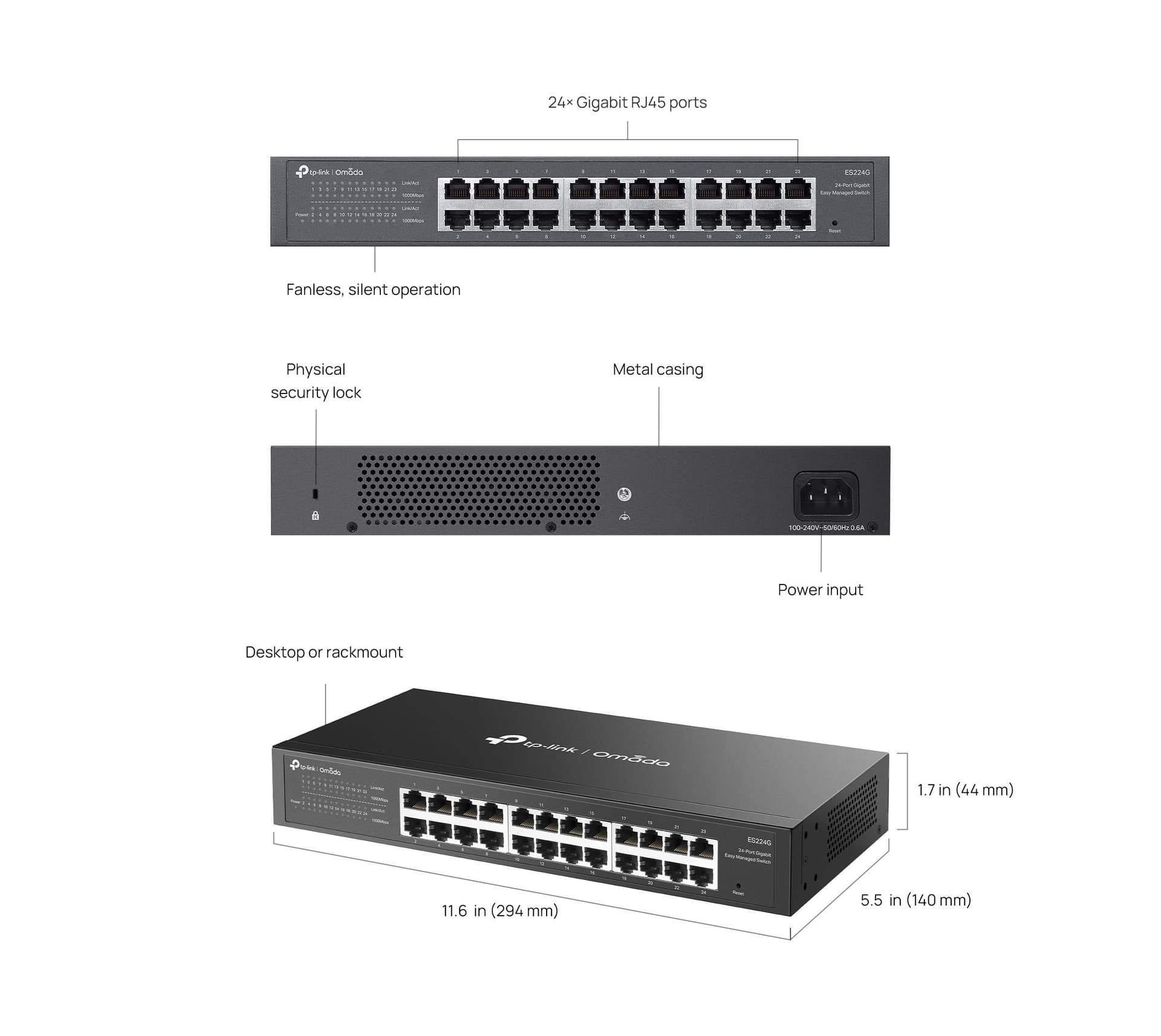 Switch 24 Porte Gigabit Easy Managed, ES224G - 7