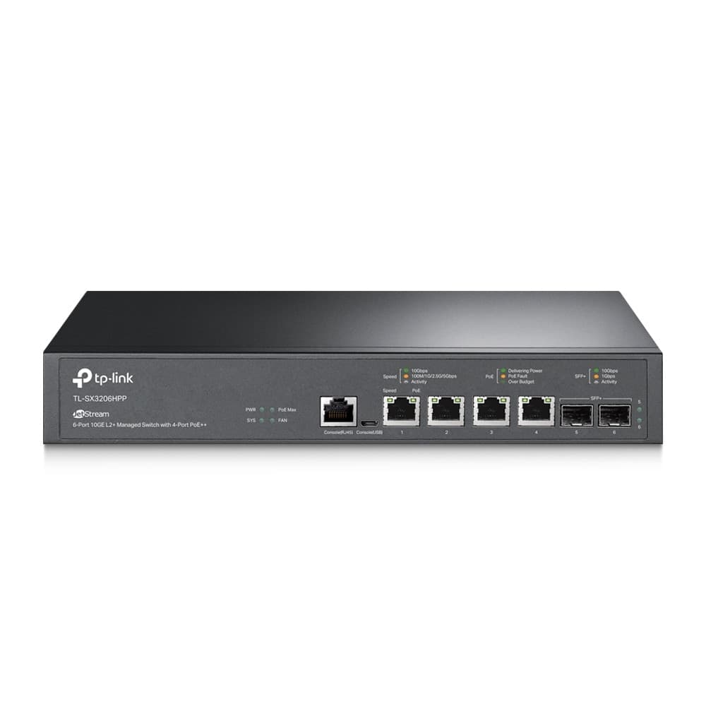Switch Managed L2+ con 2 Porte 10 GE SFP+ e 4 Porte 10GE PoE++ Jet Stream, TL-SX3206HPP - 6