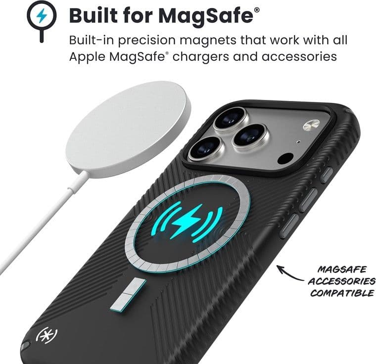 Speck Presidio2 Grip MagSafe - Custodia per iPhone 17 Pro (Nero / Grigio ardesia / Bianco) - 15