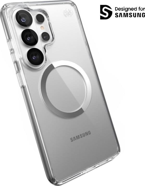 Speck Presidio Perfect-Clear Magnet - Custodia MagSafe per Samsung Galaxy S26 Ultra (Trasparente/Trasparente/Argento) - 11
