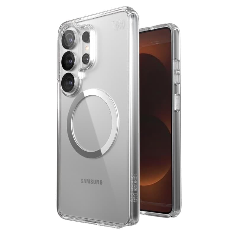 Speck Presidio Perfect-Clear Magnet - Custodia MagSafe per Samsung Galaxy S26 Ultra (Trasparente/Trasparente/Argento) - 17