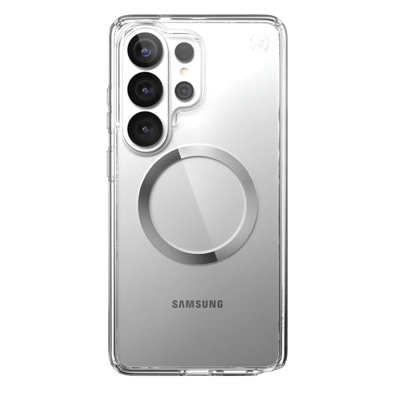 Speck Presidio Perfect-Clear Magnet - Custodia MagSafe per Samsung Galaxy S26 Ultra (Trasparente/Trasparente/Argento) - 18