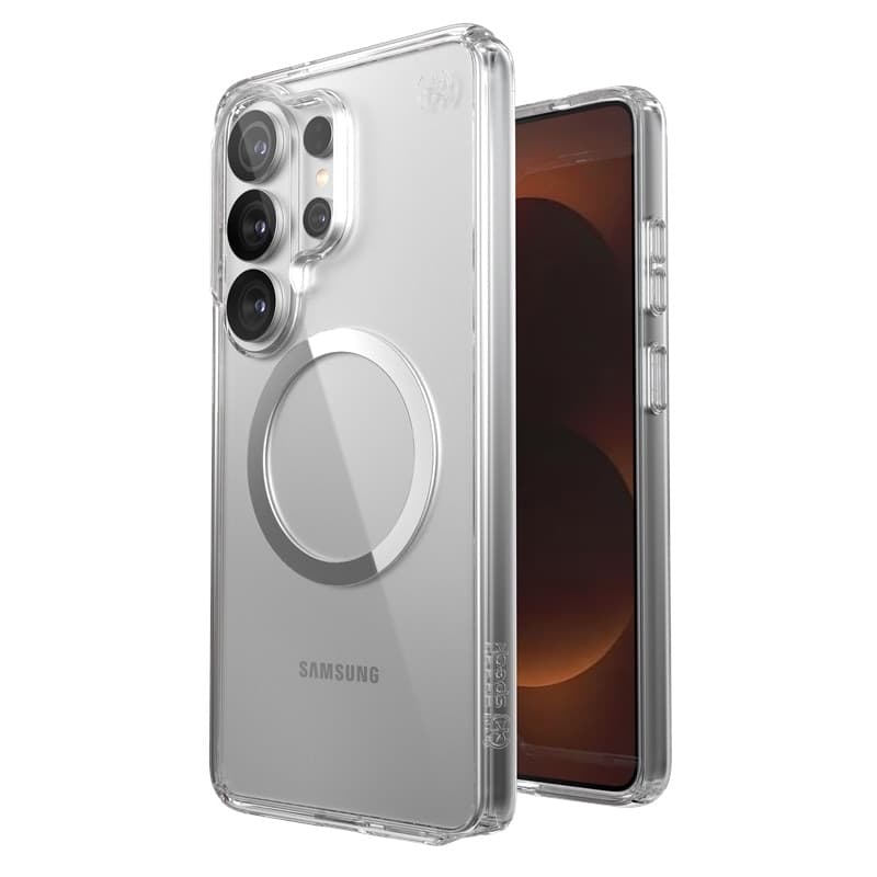 Speck Presidio Perfect-Clear Magnet - Custodia MagSafe per Samsung Galaxy S26 Ultra (Trasparente/Trasparente/Argento) - 7