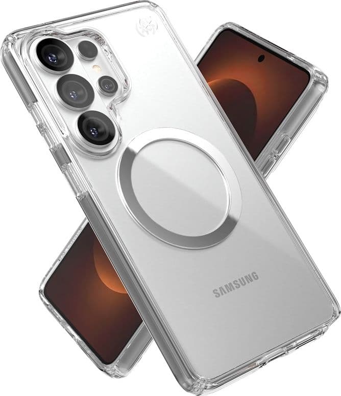 Speck Presidio Perfect-Clear Magnet - Custodia MagSafe per Samsung Galaxy S26 Ultra (Trasparente/Trasparente/Argento) - 10