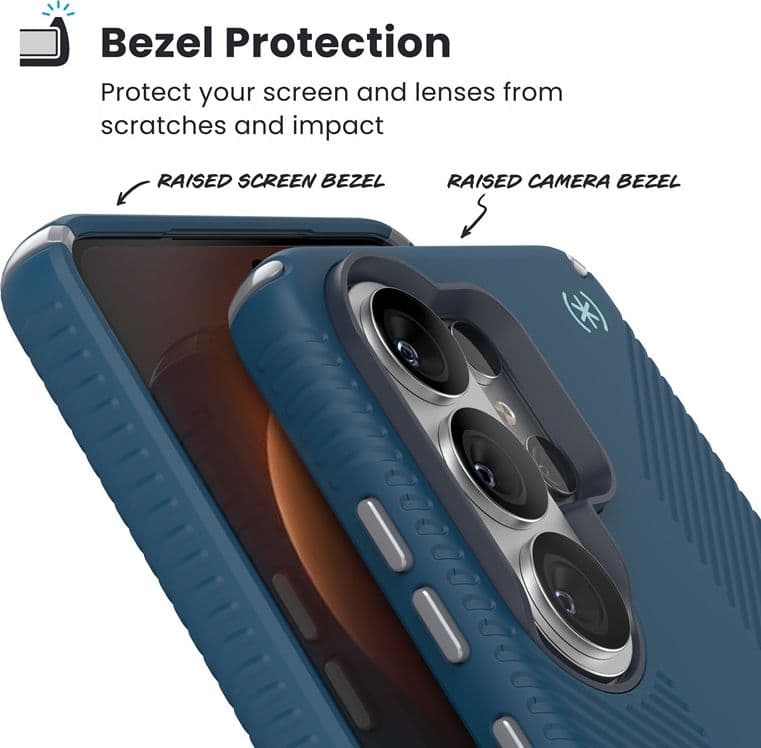 Speck Presidio2 Grip Magnet - Custodia MagSafe per Samsung Galaxy S26 Ultra (Deep Sea/Argento metallizzato/Blu magico) - 5