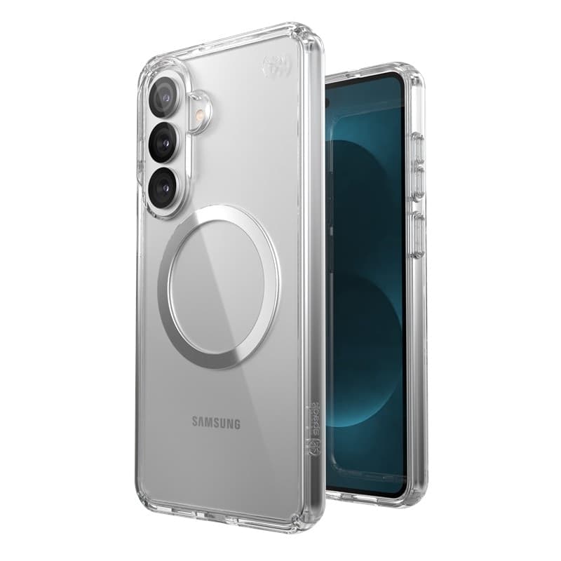 Speck Presidio Perfect-Clear Magnet - Custodia MagSafe per Samsung Galaxy S26+ (Trasparente/Trasparente/Argento) - 17