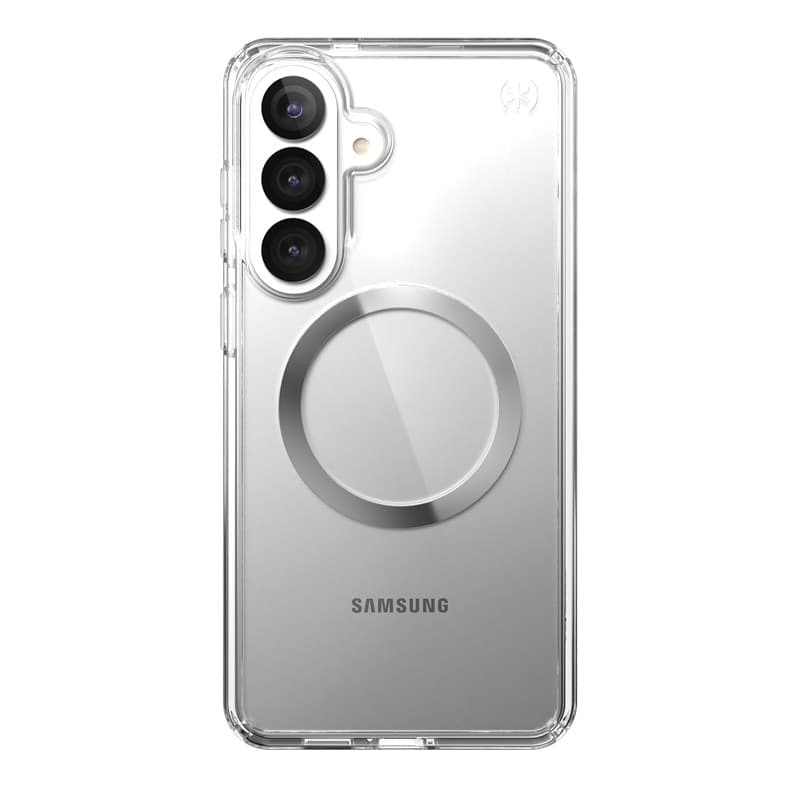 Speck Presidio Perfect-Clear Magnet - Custodia MagSafe per Samsung Galaxy S26+ (Trasparente/Trasparente/Argento) - 18