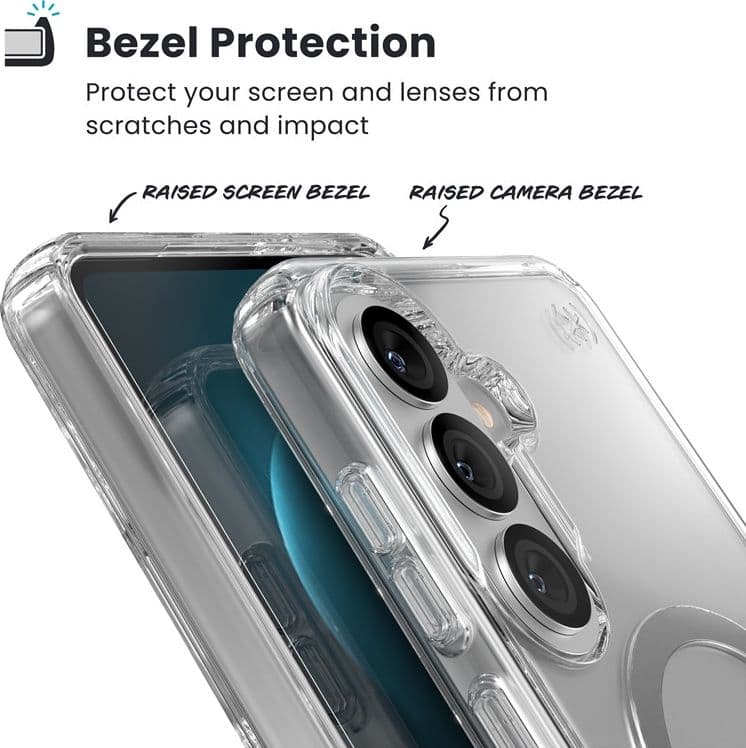 Speck Presidio Perfect-Clear Magnet - Custodia MagSafe per Samsung Galaxy S26+ (Trasparente/Trasparente/Argento) - 5