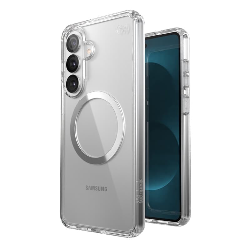 Speck Presidio Perfect-Clear Magnet - Custodia MagSafe per Samsung Galaxy S26+ (Trasparente/Trasparente/Argento) - 7