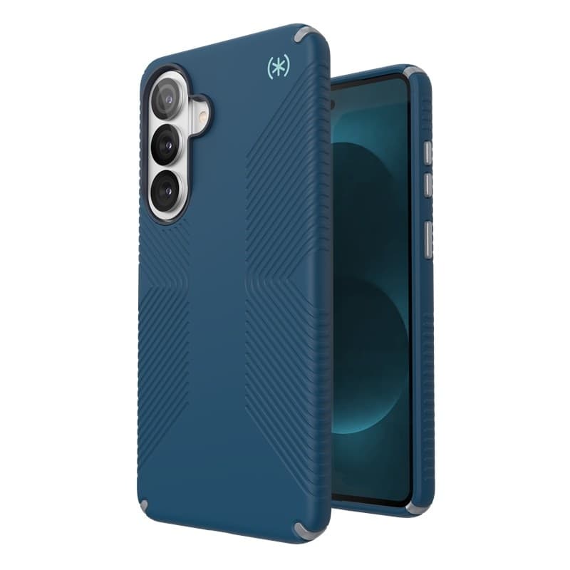 Speck Presidio2 Grip Magnet - Custodia MagSafe per Samsung Galaxy S26+ (Deep Sea/Silver Metallic/Spell Blue) - 17