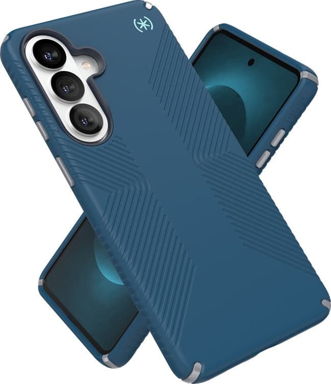 Speck Presidio2 Grip Magnet - Custodia MagSafe per Samsung Galaxy S26+ (Deep Sea/Silver Metallic/Spell Blue) - 10