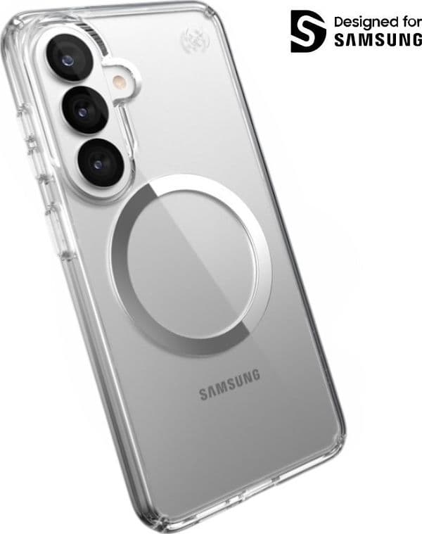 Speck Presidio Perfect-Clear Magnet - Custodia MagSafe per Samsung Galaxy S26 (Trasparente/Trasparente/Argento) - 11