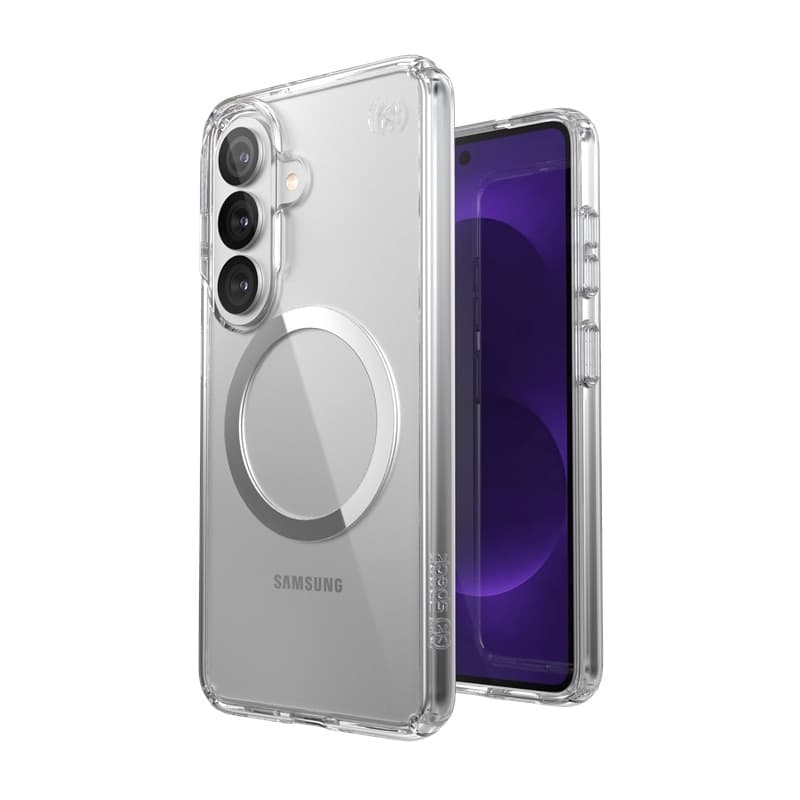 Speck Presidio Perfect-Clear Magnet - Custodia MagSafe per Samsung Galaxy S26 (Trasparente/Trasparente/Argento) - 7