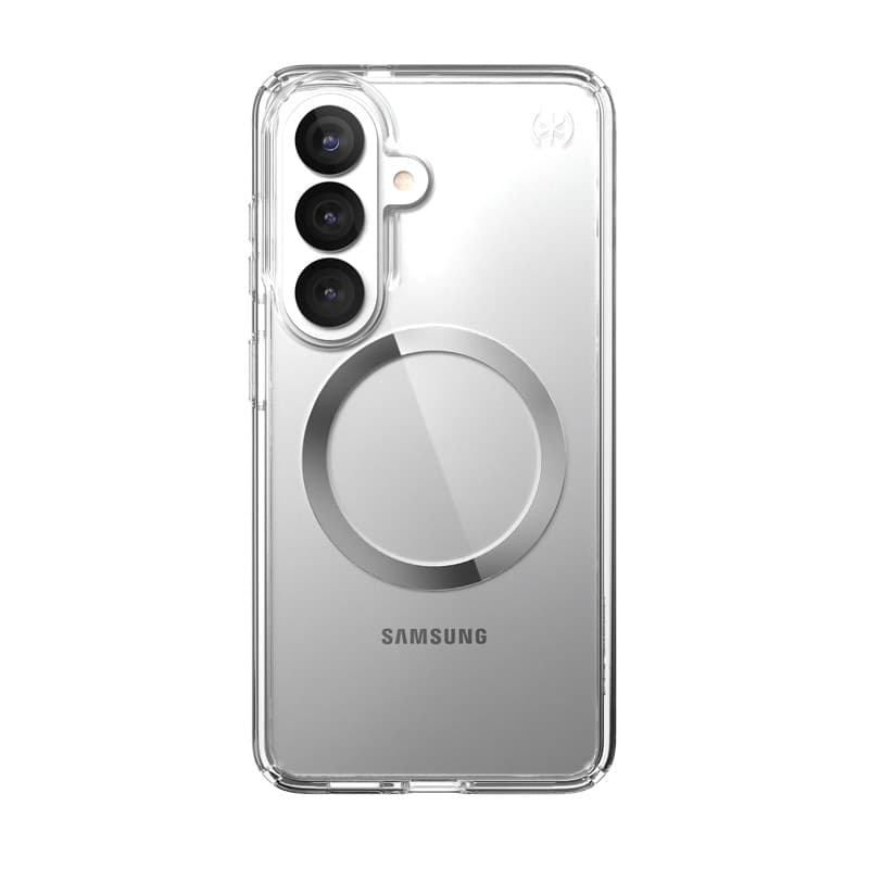 Speck Presidio Perfect-Clear Magnet - Custodia MagSafe per Samsung Galaxy S26 (Trasparente/Trasparente/Argento) - 8