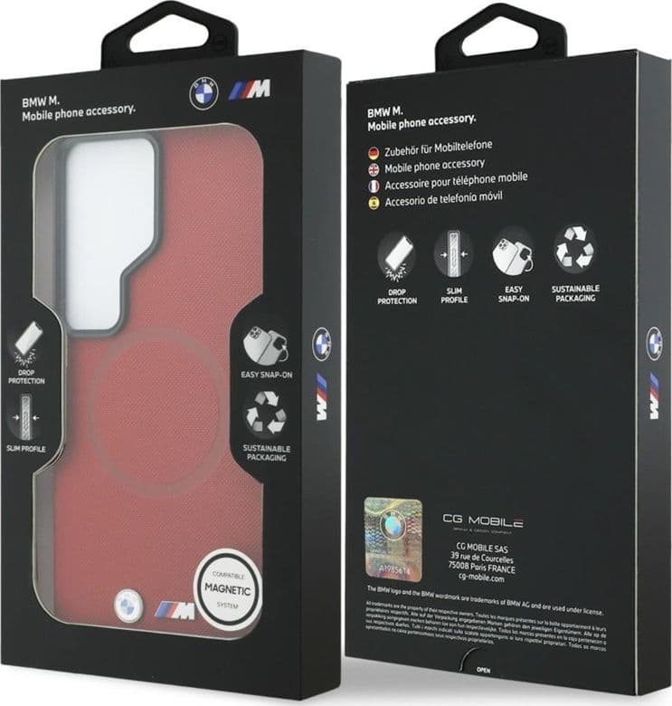 Custodia MagSafe con logo in metallo BMW M per Samsung Galaxy S26 Ultra (rossa) - 8