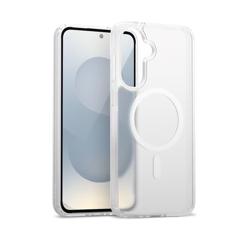 Custodia Crong Hybrid Matte Magnetic - MagSafe per Samsung Galaxy S25 (bianca) - 4