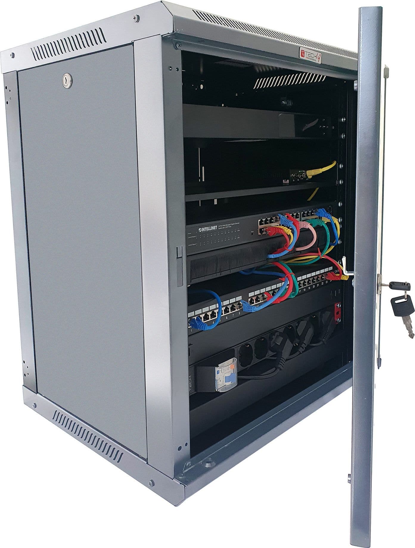 Armadio Rack 19'' a Muro 6 Unit&agrave P.450 mm Flat Pack Grigio - 10