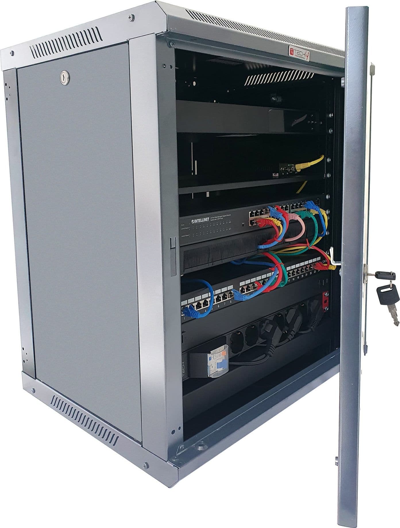 Armadio Rack 19'' a Muro 15 Unit&agrave P.450 mm Flat Pack Grigio - 3