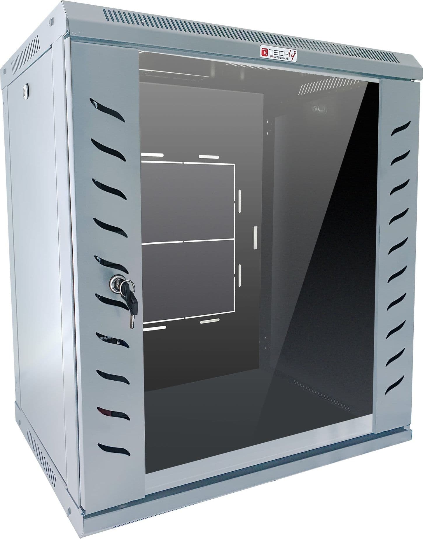 Armadio Rack 19'' a Muro 15 Unit&agrave P.450 mm Flat Pack Grigio - 4