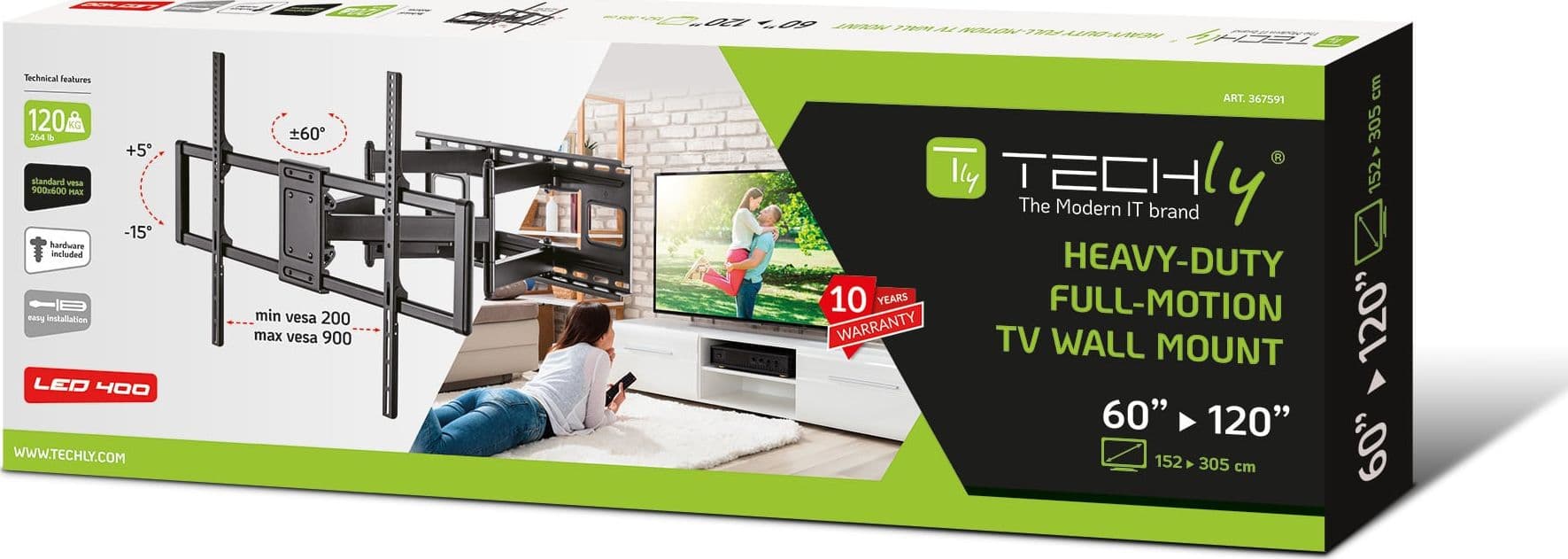 Staffa a Muro Slim per TV LED LCD 60-120'' Nero - 2