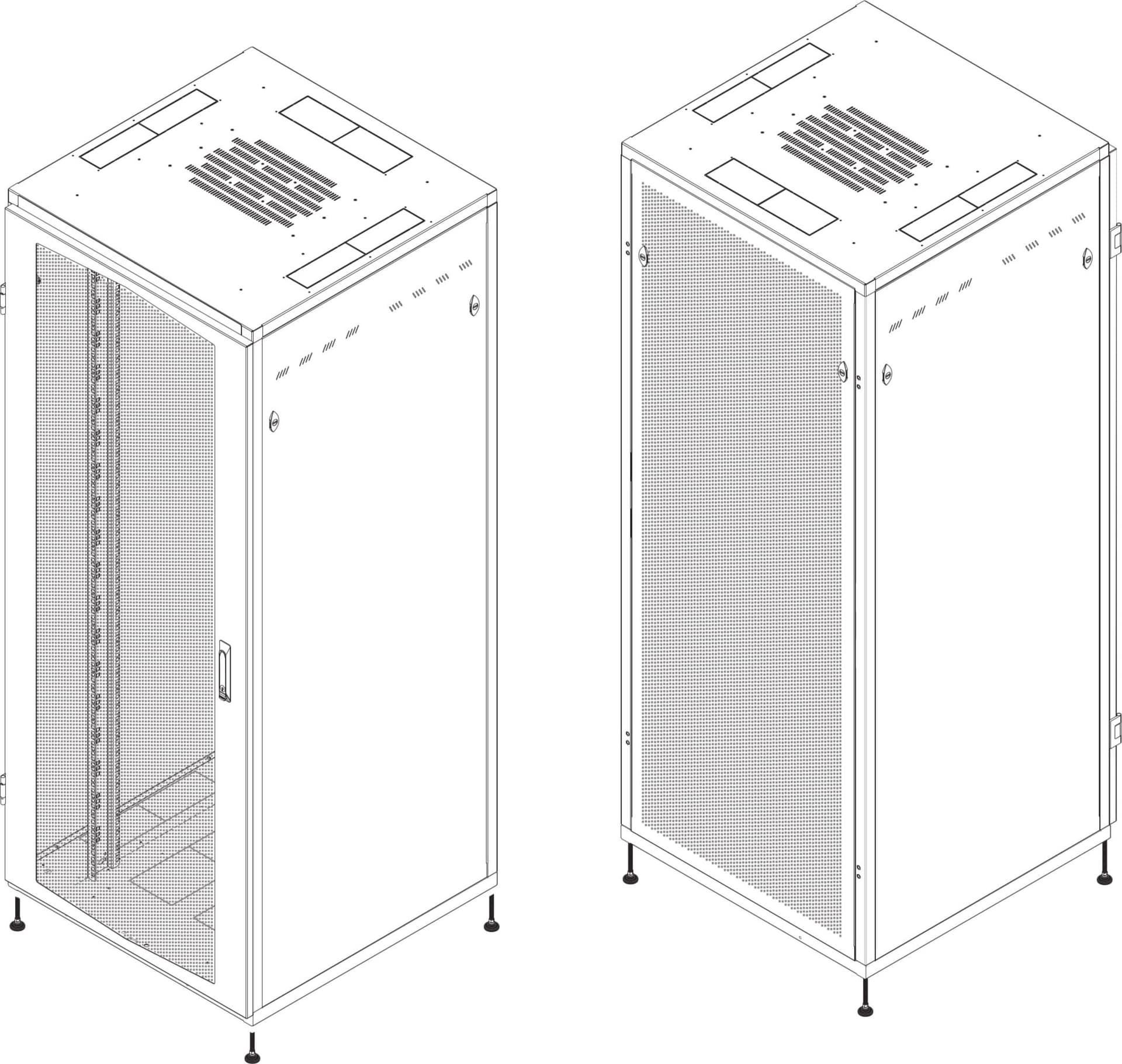 Armadio Rack NextGen 19'' 800x800 42U Porta Pan.Posteriore Grigliati Nero - 2