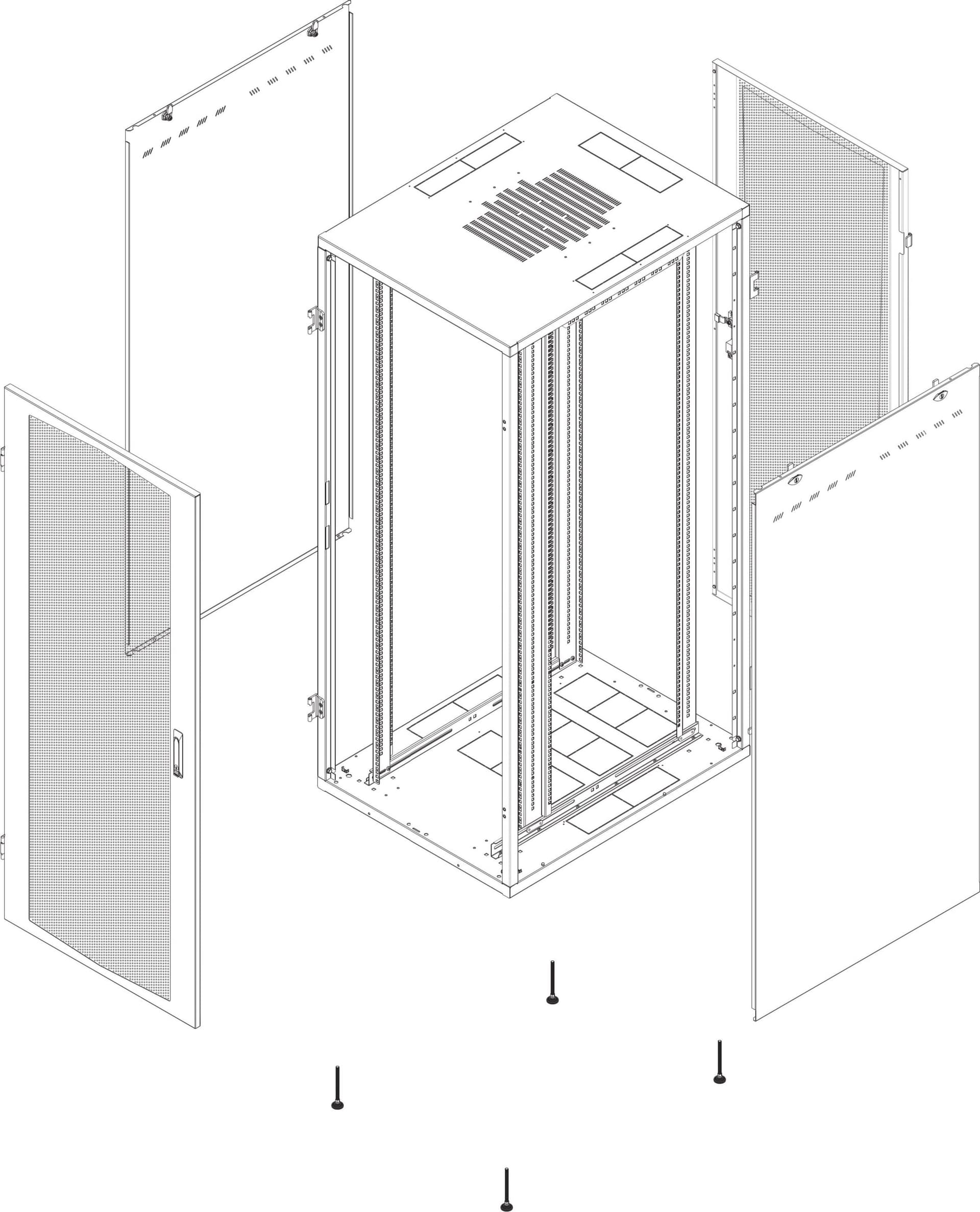 Armadio Server Rack NextGen 1000 19'' 800x1000 27U Nero Porta Grigliata - 9
