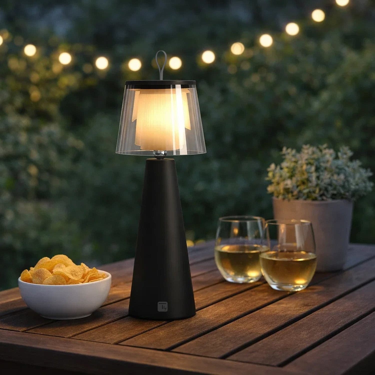 Lampada da Tavolo LED per Esterni con Portalampada Rimovibile, Nera e Trasparente - 8