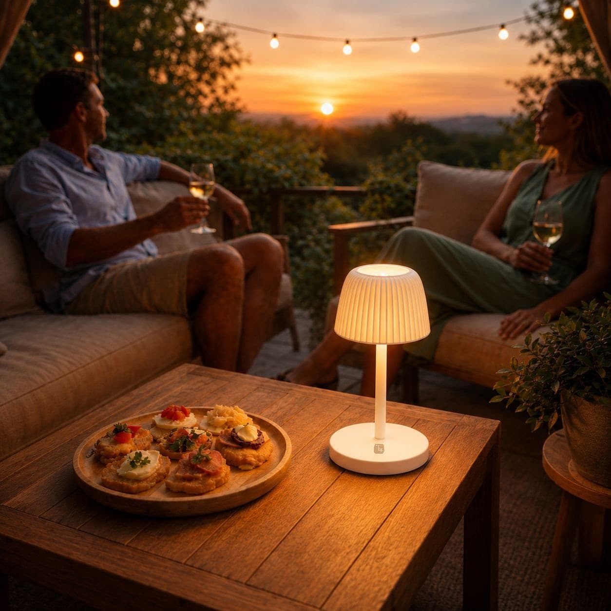 Lampada da Tavolo LED per Esterni con Base di Ricarica Bianca - 15