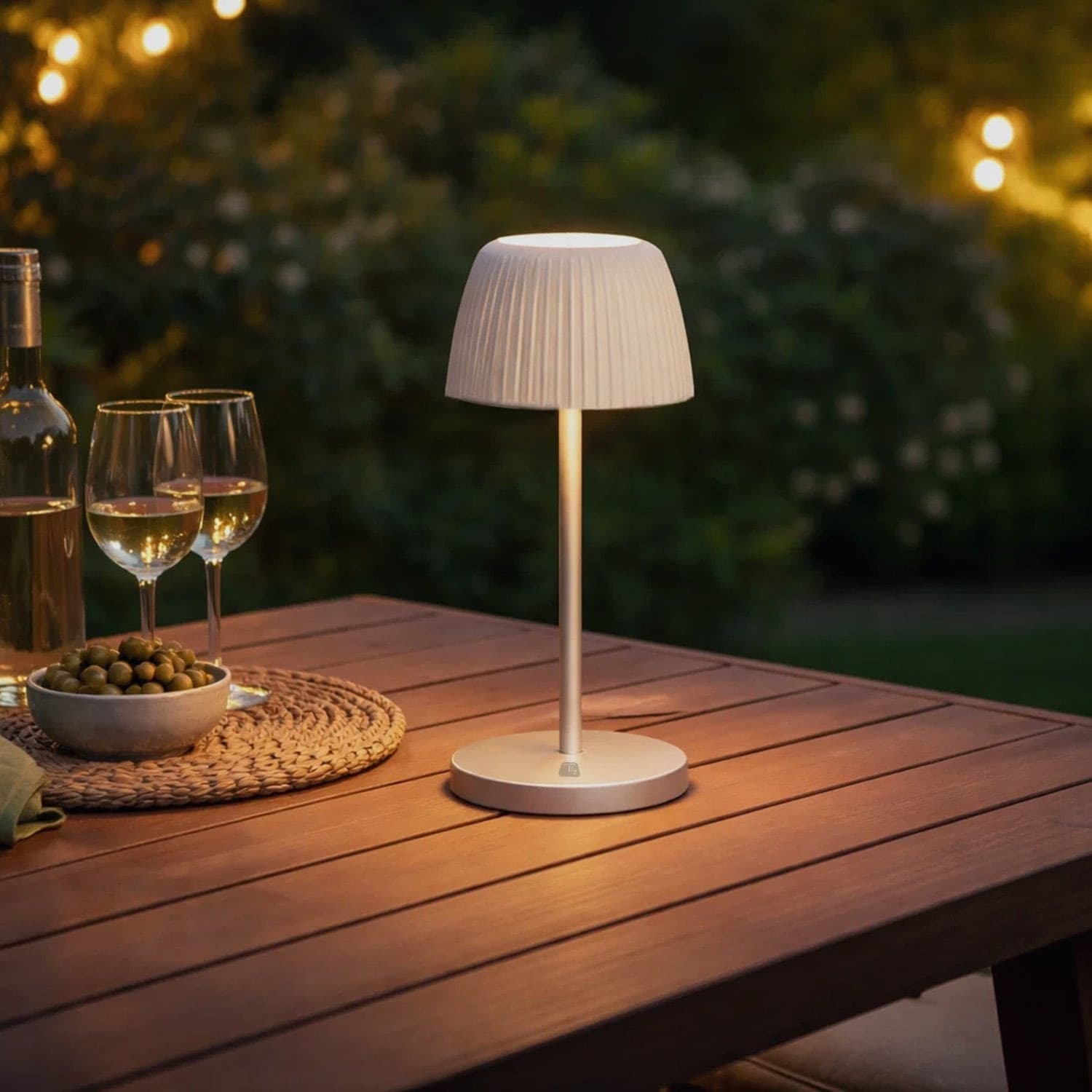 Lampada da Tavolo LED per Esterni con Base di Ricarica Bianca - 3