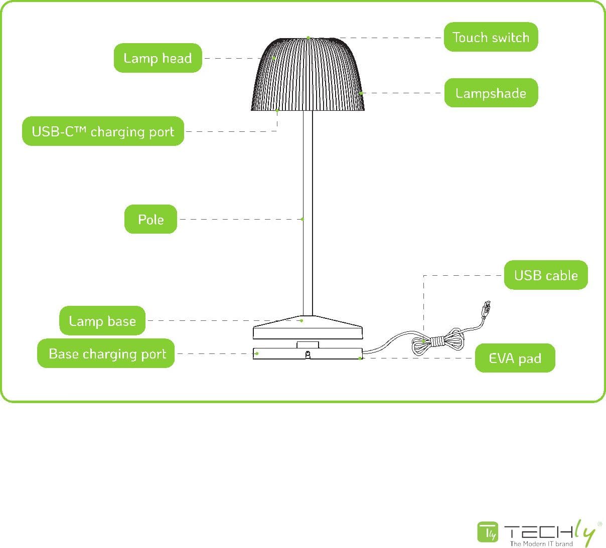 Lampada da Tavolo LED per Esterni con Base di Ricarica Bianca - 8
