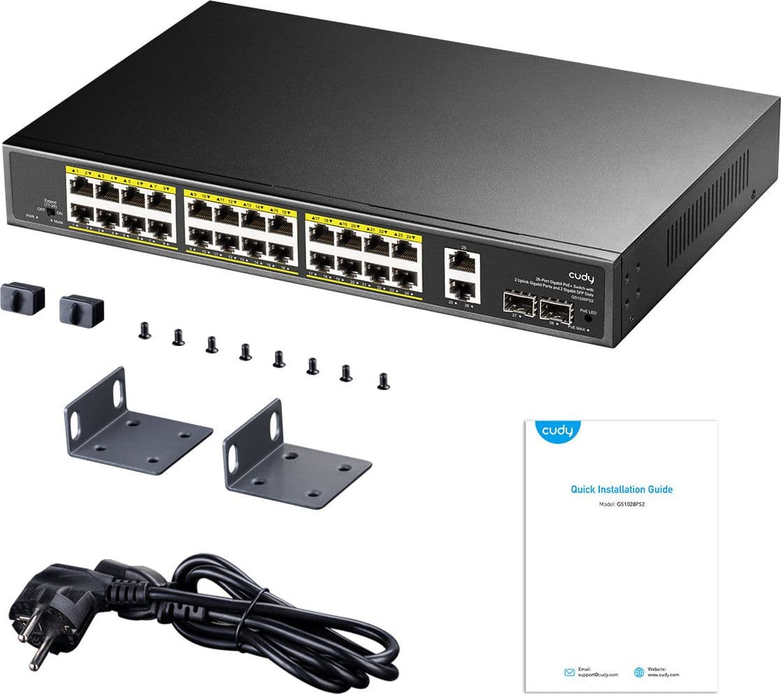 Switch Gigabit PoE+ 24 Porte con 2 Uplink GBE e 2 Gigabit SFP, GS1026PS2 Nero - 8