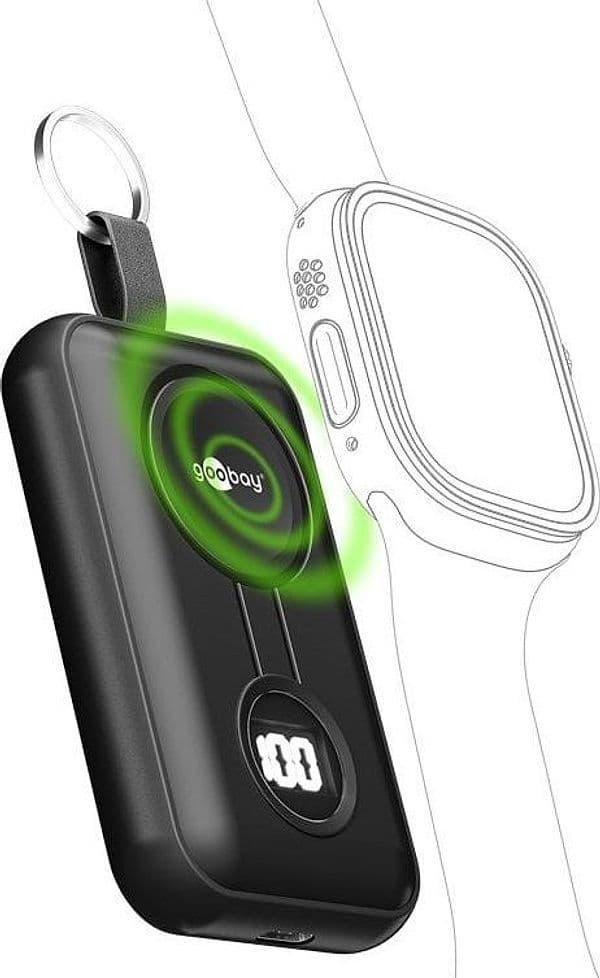 Power Bank Wireless Magnetico per Apple Watch con LED 2.500 mAh 2,5W Nero - 5