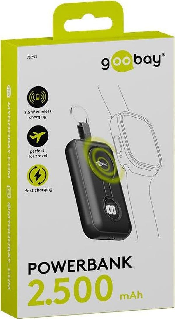 Power Bank Wireless Magnetico per Apple Watch con LED 2.500 mAh 2,5W Nero - 6
