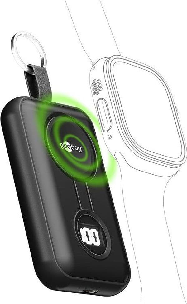 Power Bank Wireless Magnetico per Apple Watch con LED 2.500 mAh 2,5W Nero - 8
